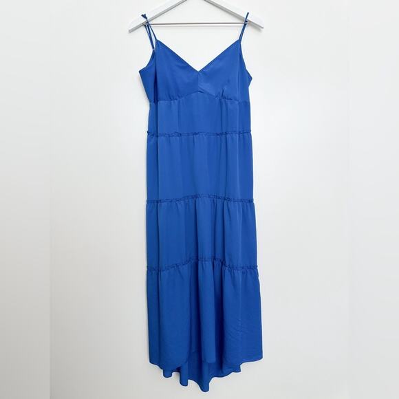 BCBGMaxAzria Fannie Tiered Lightweight Blue Midi Dress Small - Picture 1 of 9